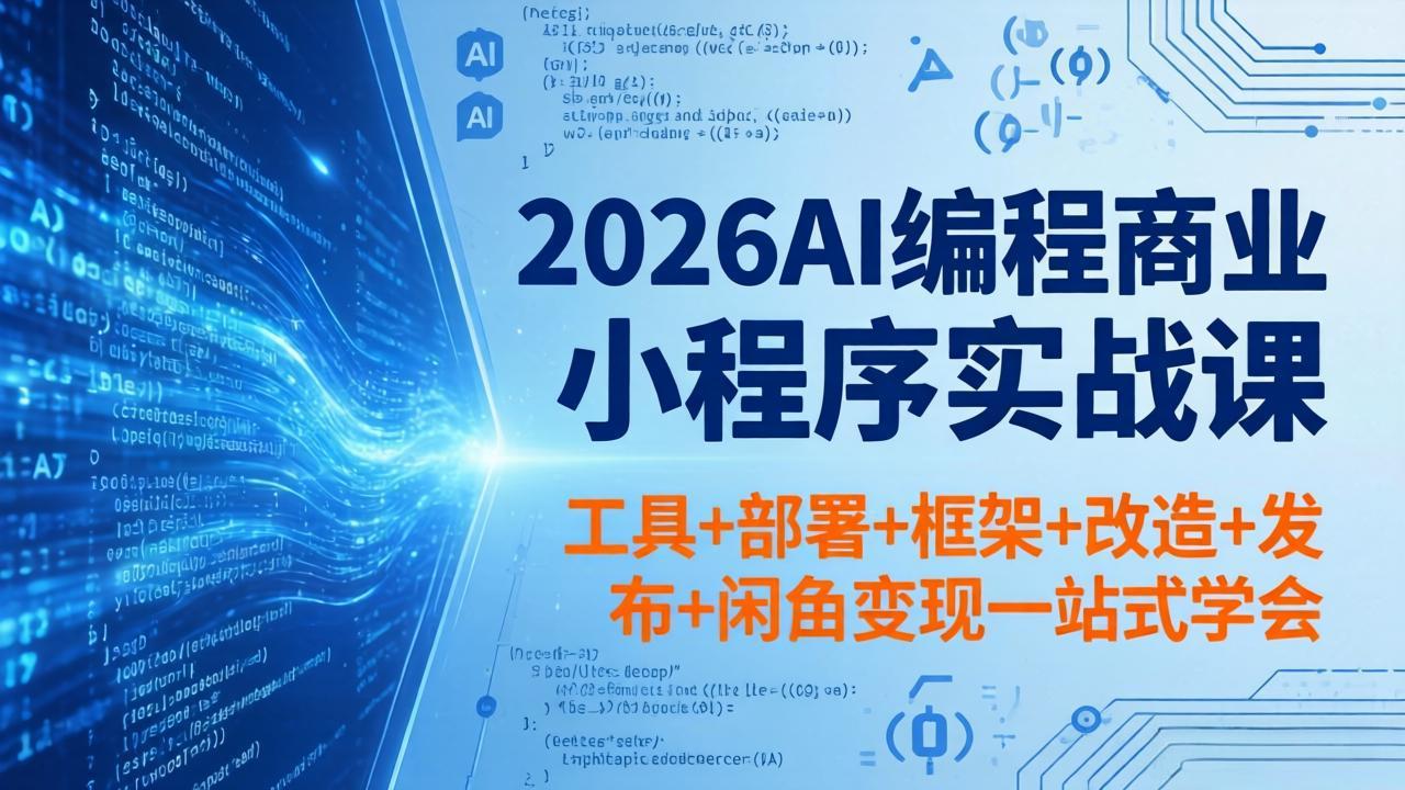 2026AI编程商业小程序实战课，工具+部署+框架+改造+发布+闲鱼变现一站式学会 - 来及网络