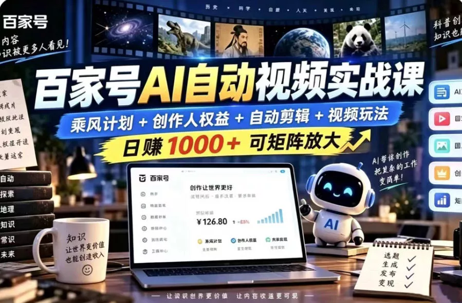百家号自动矩阵玩法，长期可以做的项目，日入1k+，真正的睡后收入 - 来及网络