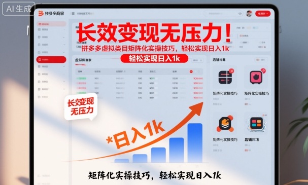 长效变现无压力！拼多多虚拟类目矩阵化实操技巧，轻松实现日入1k【揭秘】 - 来及网络