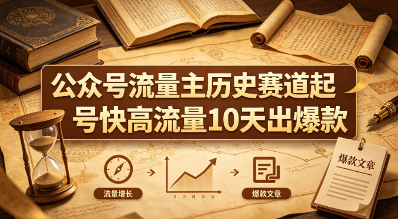 公众号流量主之历史赛道，起号快+高流量，10天就能出爆款！ - 来及网络