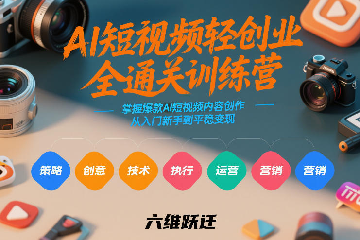 AI短视频轻创业全通关训练营，掌握爆款AI短视频内容创作，从入门新手到平稳变现的六维跃迁 - 来及网络