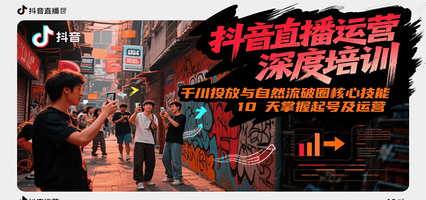 抖音直播运营深度培训，千川投放与自然流核心技能，10天掌握起号及运营(6-7月新课) - 来及网络
