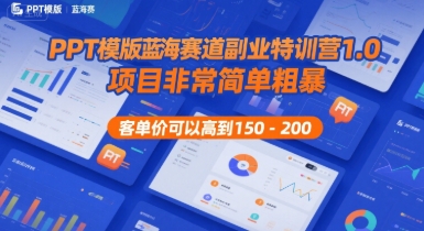 PPT模版蓝海赛道副业特训营1.0，项目非常简单粗暴，客单价可以高到150-200 - 来及网络