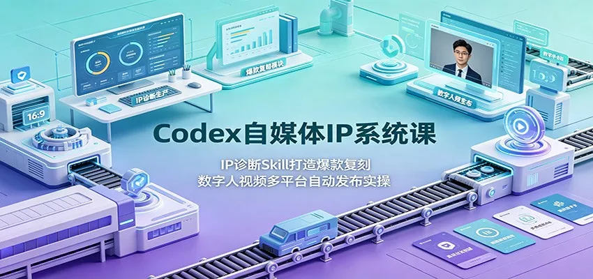 Codex自媒体IP系统课：IP诊断Skill打造爆款复刻，数字人视频多平台自动发布实操 - 来及网络