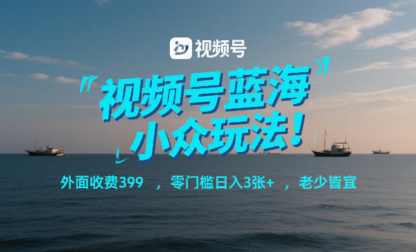 视频号蓝海小众玩法！外面收费399，零门槛日入3张+，老少皆宜 - 来及网络