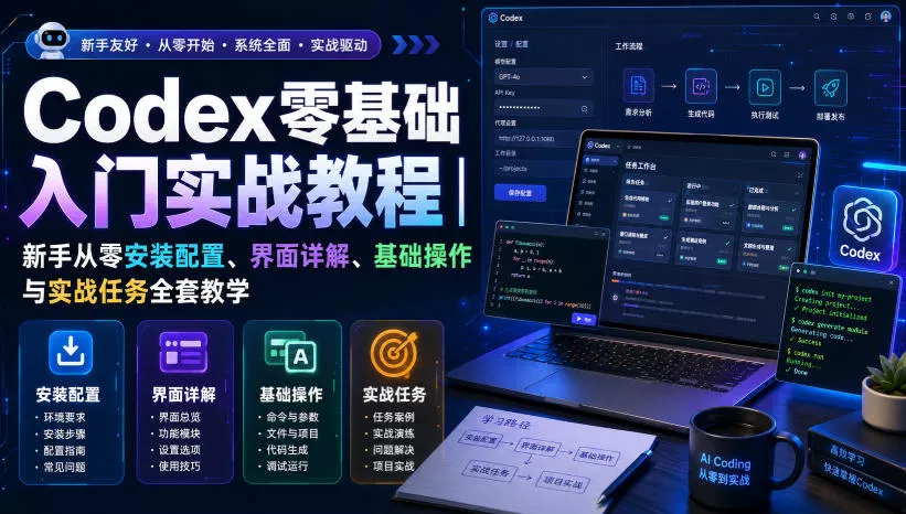 Codex零基础入门实战教程｜新手从零安装配置、界面详解、基础操作与实战任务全套教学 - 来及网络