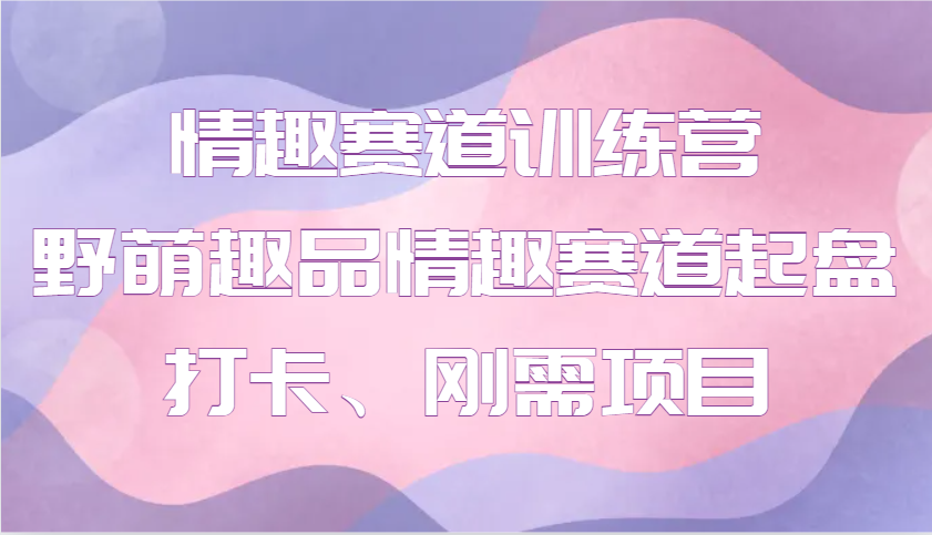 情趣赛道训练营 野萌趣品情趣赛道起盘打卡、刚需项目 - 来及网络