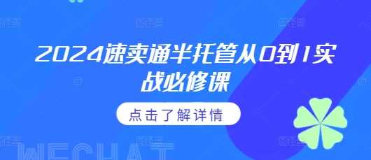 2024速卖通半托管从0到1实战必修课，掌握通投广告打法、熟悉速卖通半托管的政策细节 - 来及网络