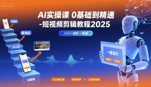 AI实操课0基础到精通-短视频剪辑教程2025 - 来及网络