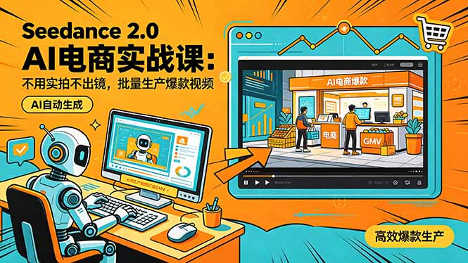 Seedance 2.0 AI电商实战课：不用实拍不出镜，批量生产爆款视频打爆GMV - 来及网络