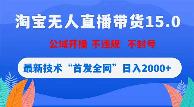 淘宝无人直播带货15.0，不封号，不违规，公域玩法，首发全网日入2000+ - 来及网络