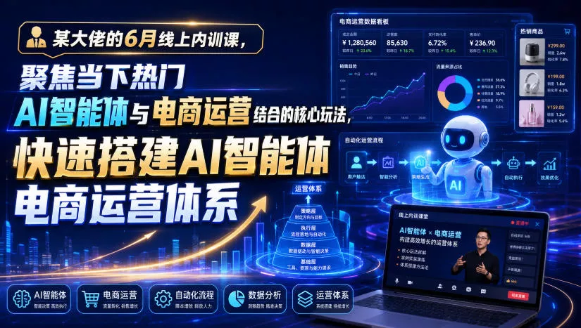 某大佬的6月线上内训课，聚焦当下热门AI智能体与电商运营结合的核心玩法，快速搭建AI智能体电商运营体系 - 来及网络