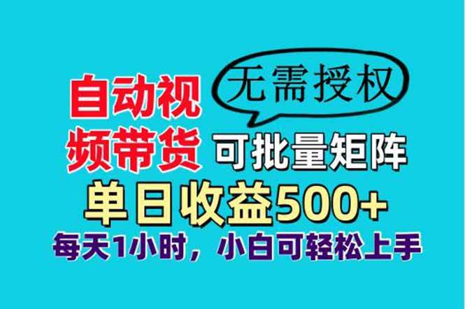 （14229期）自动视频带货，可批量矩阵，单日收益500+、轻松实现睡后收益，小白可… - 来及网络