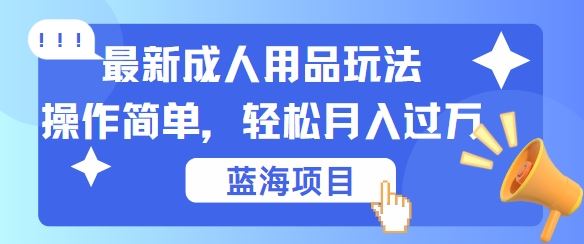 最新成人用品项目玩法，操作简单，动动手，轻松日入几张【揭秘】 - 来及网络