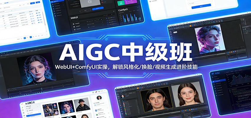 AIGC中级班：WebUI+ComfyUI实操，解锁风格化/换脸/视频生成进阶技能 - 来及网络