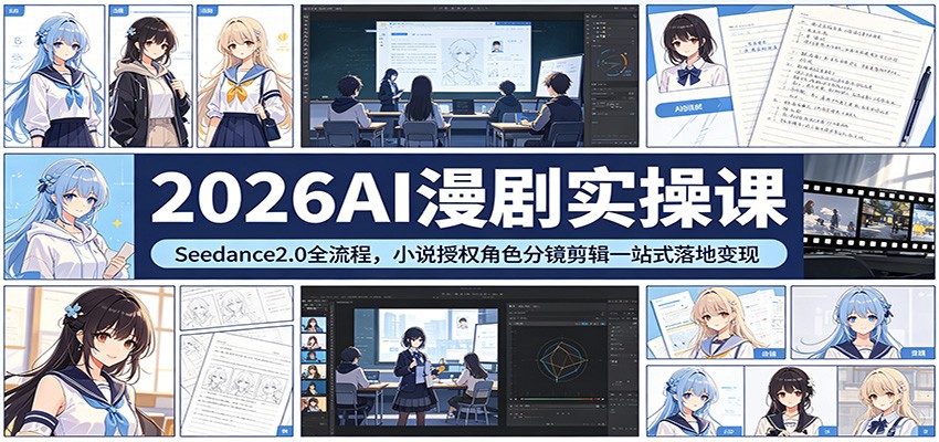2026AI漫剧实操课：Seedance2.0全流程，小说授权角色分镜剪辑一站式落地变现 - 来及网络