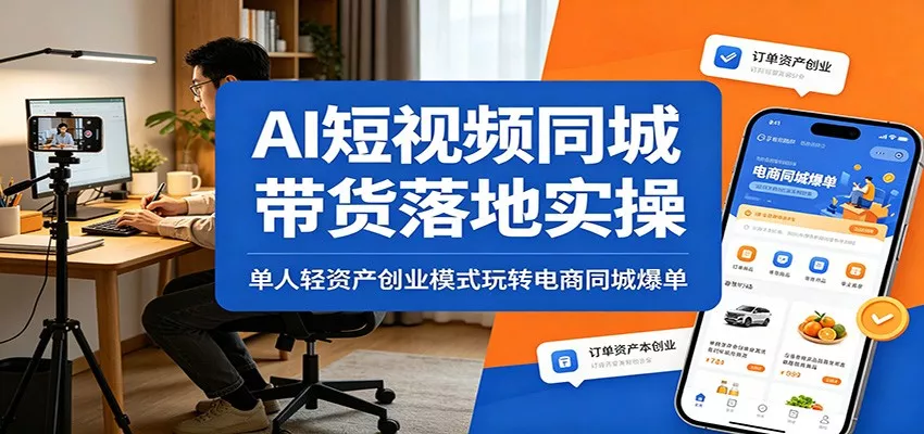 AI短视频同城带货落地实操：单人轻资产创业模式玩转电商同城爆单 - 来及网络
