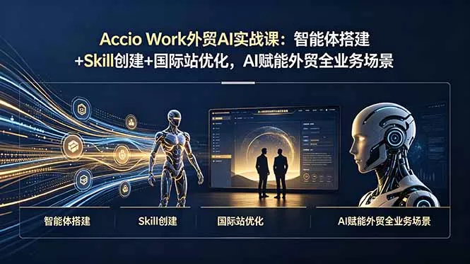 Accio Work外贸AI实战课：智能体搭建+Skill创建+国际站优化，AI赋能外贸全业务场景 - 来及网络