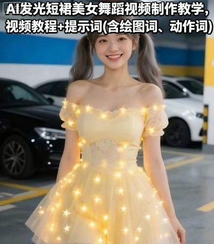 AI发光短裙美女舞蹈视频制作教学，视频教程+提示词(含绘图词、动作词) - 来及网络