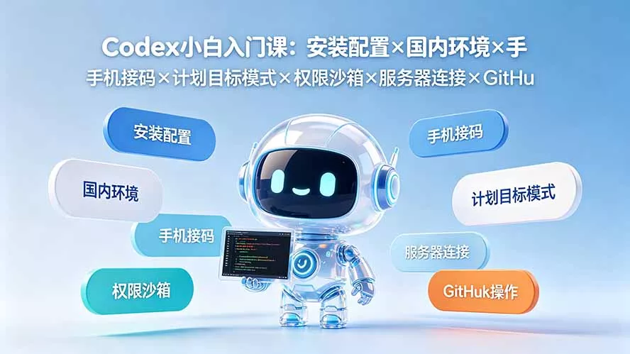 Codex小白入门课：安装配置×国内环境×手机接码×计划目标模式×权限沙箱×服务器连接×GitHub操作 - 来及网络