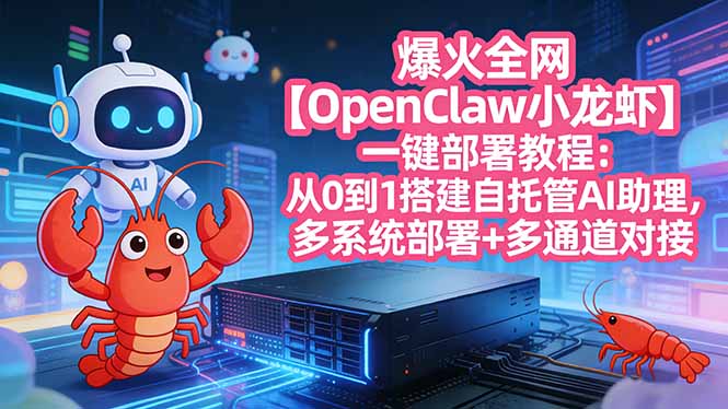 爆火全网【OpenClaw 小龙虾】一键部署教程：从0到1搭建自托管AI助理，多系统部署+多通道对接 - 来及网络