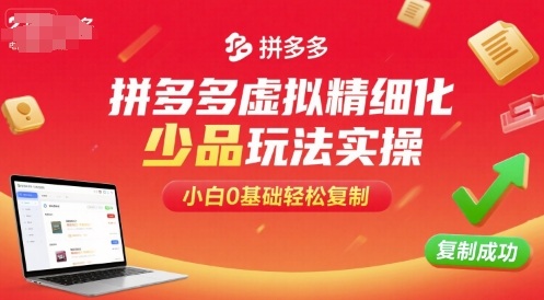 拼多多虚拟精细化少品玩法实操，小白0基础轻松复制 - 来及网络