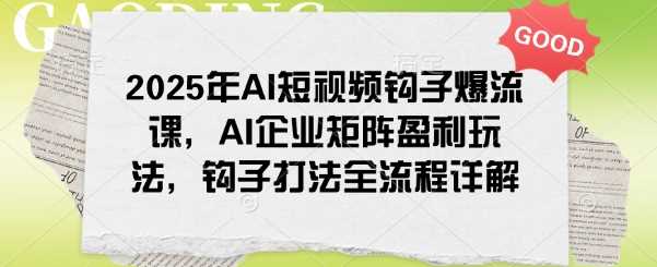 2025年AI短视频钩子爆流课，AI企业矩阵盈利玩法，钩子打法全流程详解 - 来及网络
