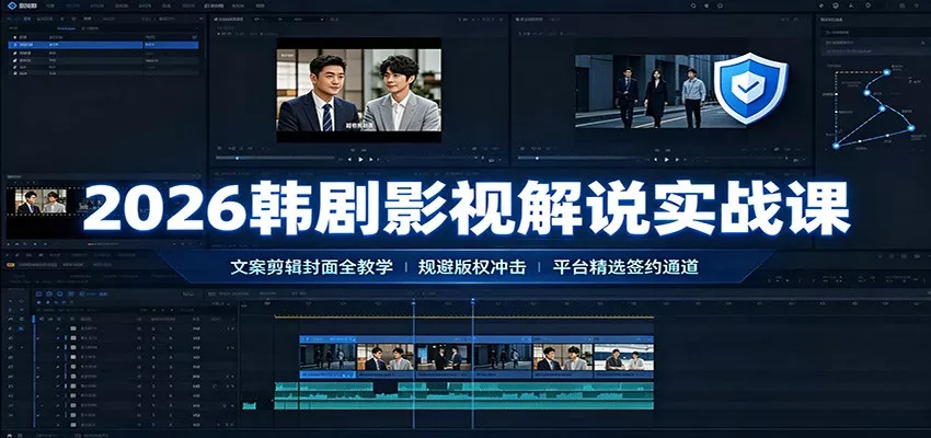 2026韩剧影视解说实战课：文案剪辑封面全教学，规避版权冲击平台精选签约通道 - 来及网络