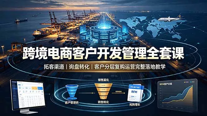 跨境电商客户开发管理全套课·拓客渠道｜询盘转化｜客户分层复购运营完整落地教学 - 来及网络