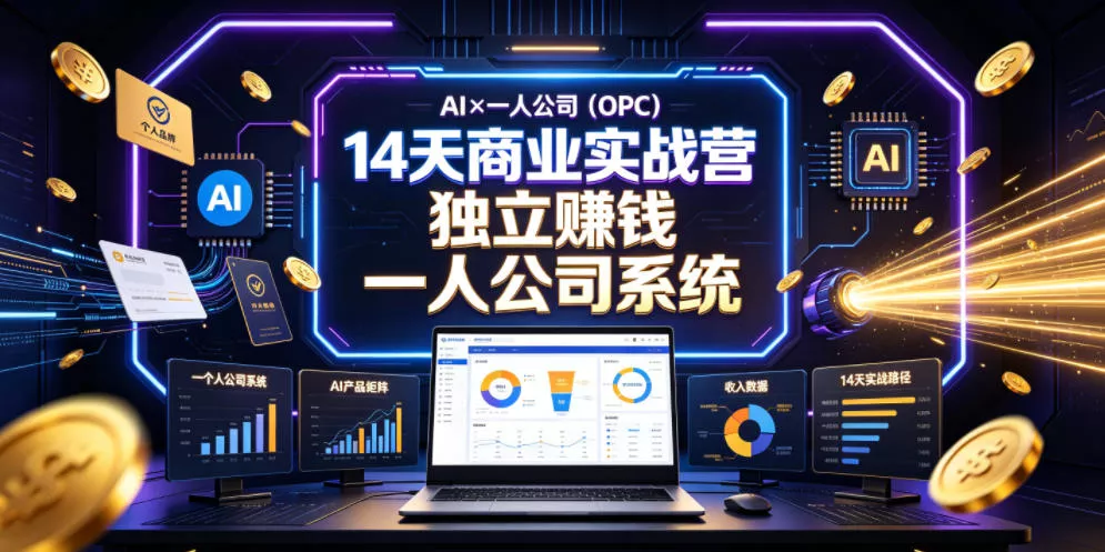 AI×一人公司(OPC)14天商业实战营，用AI帮你搭建一个属于你自己的、能独立賺钱的一人公司系统 - 来及网络