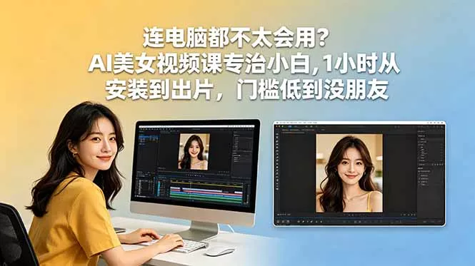 连电脑都不太会用？AI美女视频课专治小白，1小时从安装到出片，门槛低到没朋友 - 来及网络