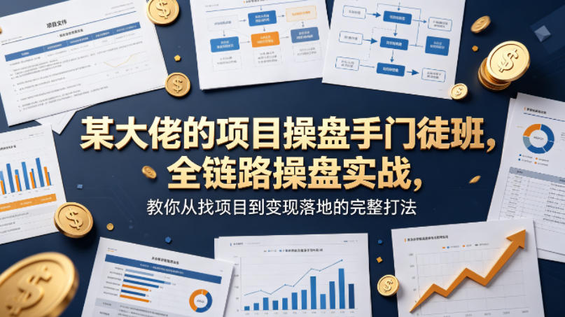某大佬的项目操盘手门徒班，全链路操盘实战，教你从找项目到变现落地的完整打法 - 来及网络