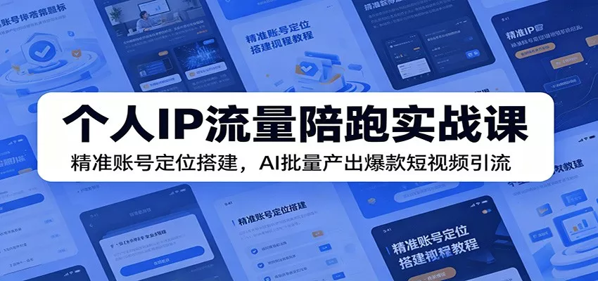 个人IP流量陪跑实战课：精准账号定位搭建，AI批量产出爆款短视频引流 - 来及网络