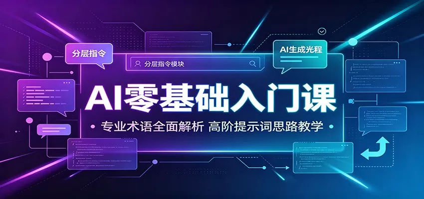 AI零基础入门课：专业术语全面解析，高阶提示词思路教学 - 来及网络
