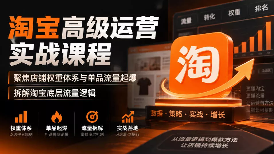 淘宝高级运营实战课程，聚焦店铺权重体系与单品流量起爆，拆解淘宝底层流量逻辑 - 来及网络