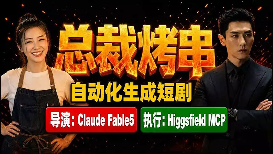《总裁烤串》真人短剧全自动诞生！Claude Fable5 当导演，Higgsfield MCP 执行！ - 来及网络