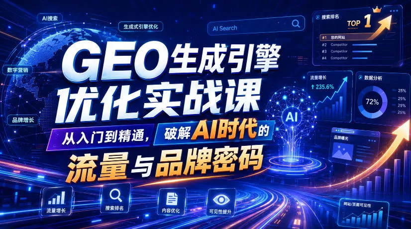 GEO生成引擎优化实战课，从入门到精通，破解AI时代的流量与品牌密码 - 来及网络