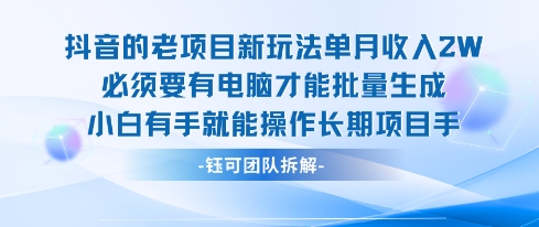老项目新玩法单月收入2W小白有手就能操作长期项目 - 来及网络