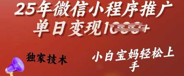 25年微信小程序推广单日变现多张，独家技术，小白宝妈轻松上手【揭秘】 - 来及网络