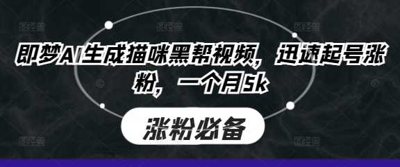 即梦AI生成猫咪黑帮视频，迅速起号涨粉，一个月5k - 来及网络