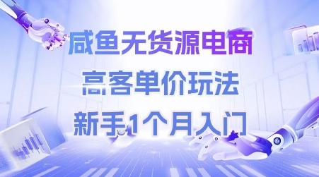 咸鱼无货源电商，高客单价玩法，新手1个月入门 - 来及网络