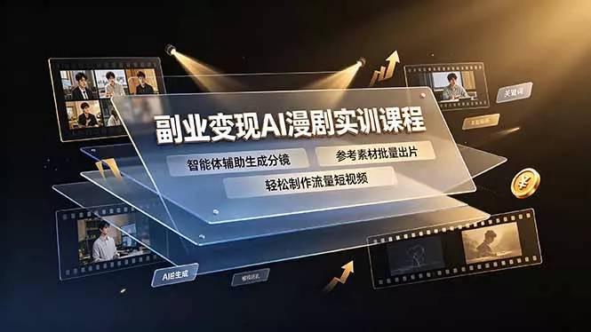 副业变现AI漫剧实训课程，智能体辅助生成分镜，参考素材批量出片，轻松制作流量短视频 - 来及网络