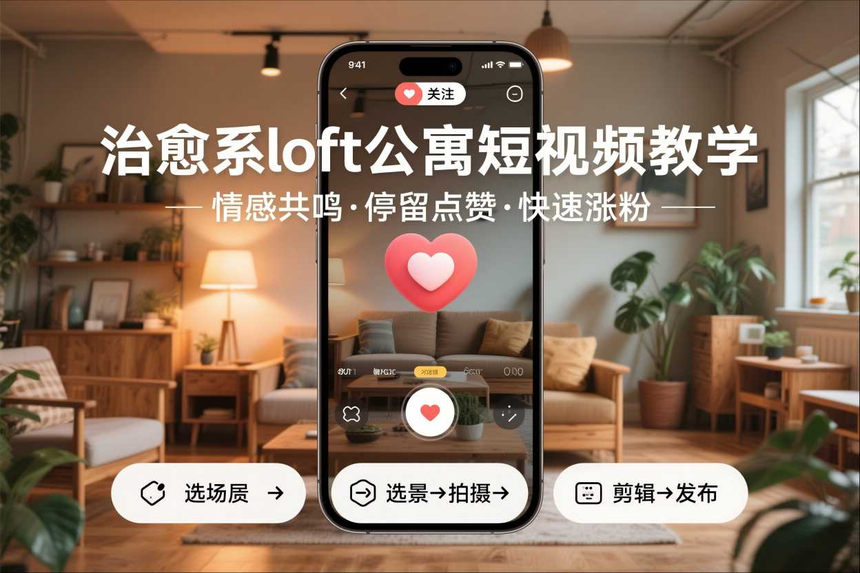 治愈系loft公寓短视频制作教学，情感共鸣引停留点赞关注，快速起号涨粉 - 来及网络