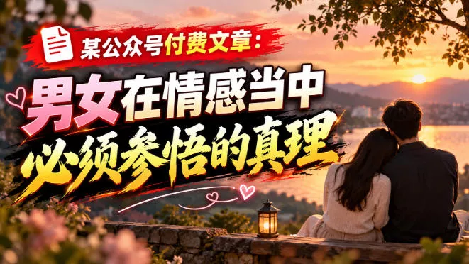 某公众号付费文章：男女在情感当中必须参悟的真理 - 来及网络