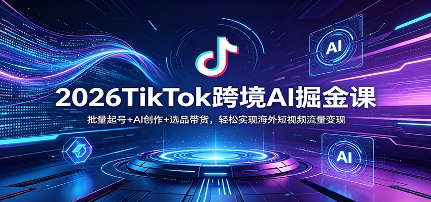 2026TikTok跨境AI掘金课：批量起号+AI创作+选品带货，轻松实现海外短视频流量变现 - 来及网络
