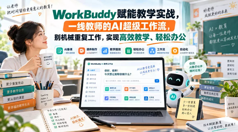WorkBuddy赋能教学实战，一线教师的AI超级工作流，别机械重复工作，实现高效教学、轻松办公 - 来及网络