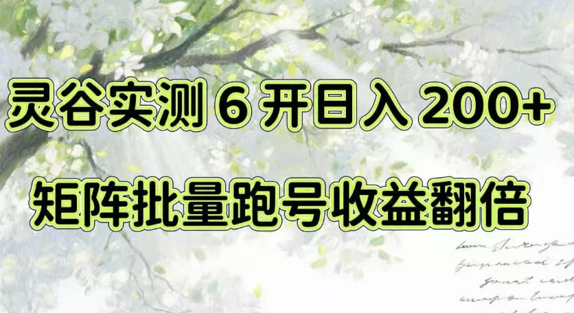 一台电脑就能做！灵谷实测6开日入200+，矩阵批量跑号收益翻倍【揭秘】 - 来及网络