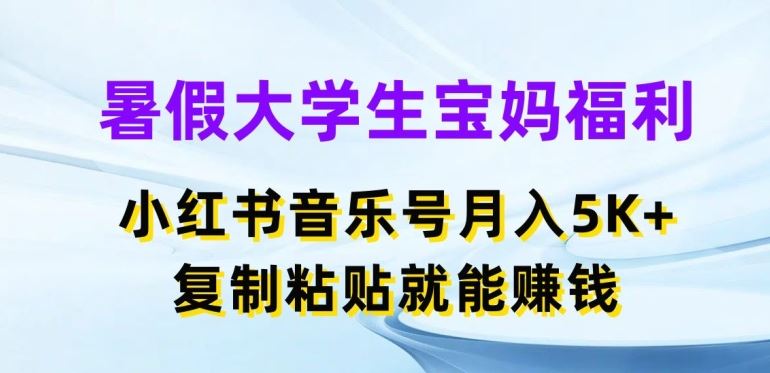 暑假大学生宝妈福利，小红书音乐号月入5000+，复制粘贴就能赚钱【揭秘】 - 来及网络