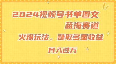 2024视频号书单图文蓝海赛道，火爆玩法，赚取多重收益，小白轻松上手，月入上万【揭秘】 - 来及网络