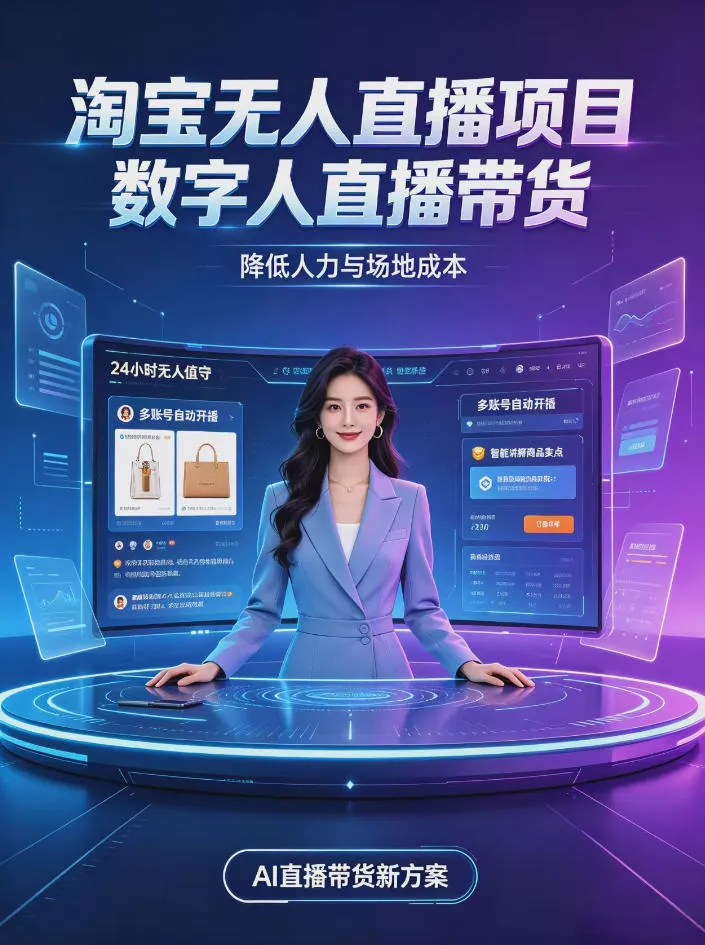 淘宝AI无人直播带货，24小时自动开播低门槛副业，无需真人长时间出镜，持续引流出单【揭秘】 - 来及网络